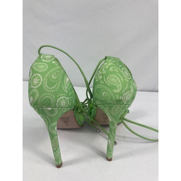 Schutz Tasha Fabric Beaded Heel Sandal Size 5.5 - Picture 4 of 6